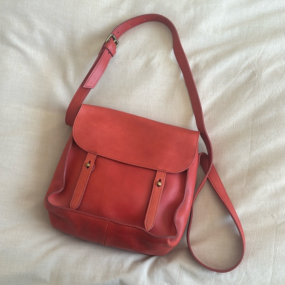 Madewell Red Leather Crossbody Bag